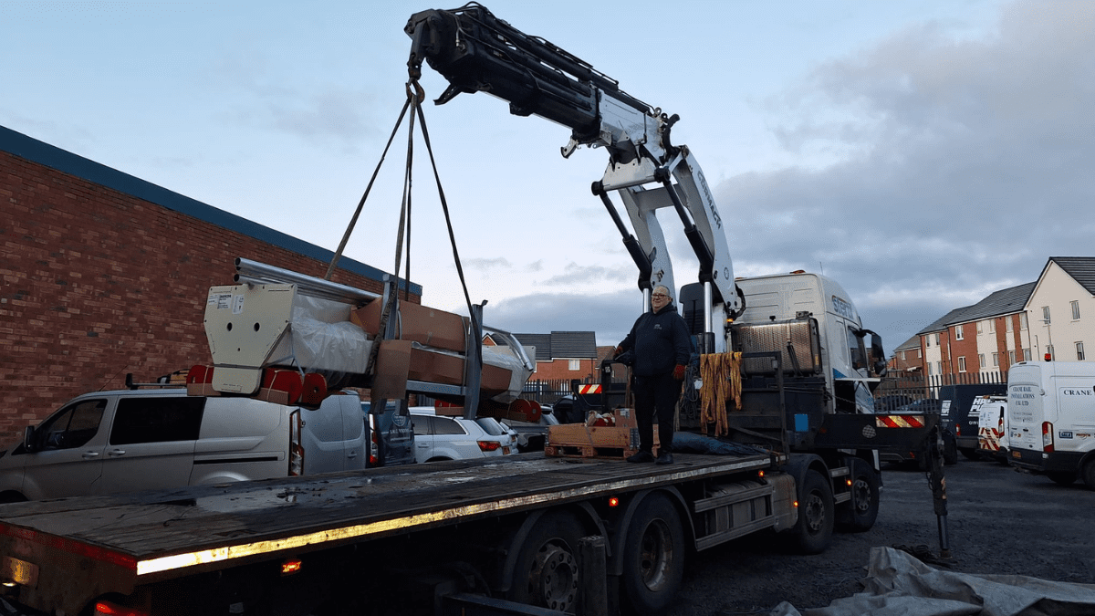 The new Stertil Koni lift arrives at Cradley Heath headquarters